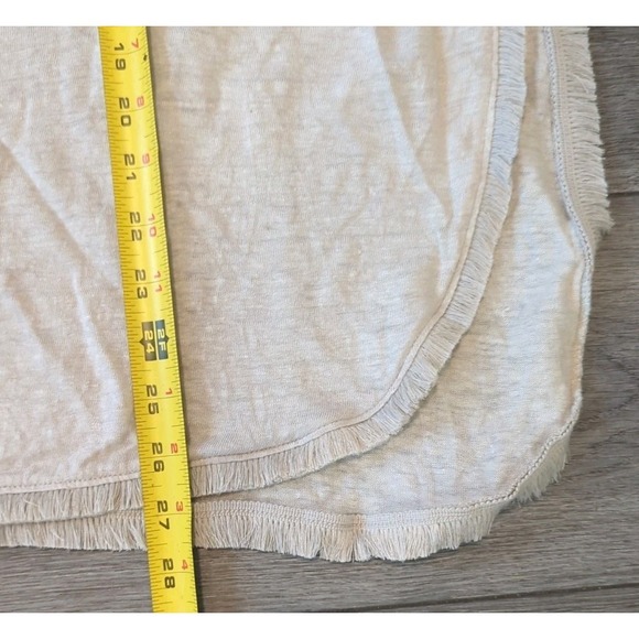 J Jill XL Poncho Cape Beige 100% Linen Frayed Hem Lagenlook Equestrian Capsule - Picture 7 of 8